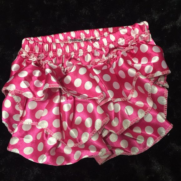 Boutique Other - Hot Pink Polka Dot Satin Ruffle Bloomer -Ruffle Butt
